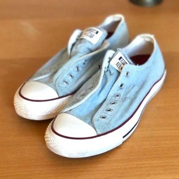 Converse Shoes - Converse All Stars Light Blue Slip On Sneakers Size 8